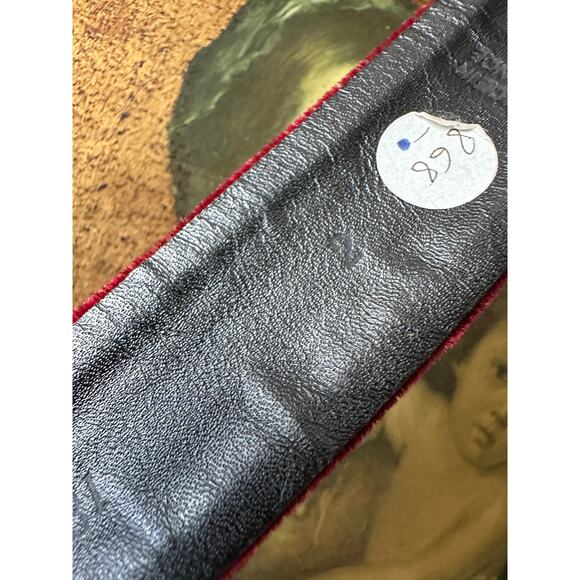 vintage SAINT LAURENT velvet calfskin leather BELT metal jeweled buckle glam s 2 - Picture 9 of 16